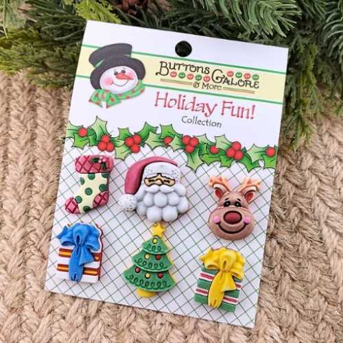 Holiday Fun Christmas Here Comes Santa Button Pack - The Homespun Loft