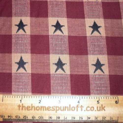 American Barn Red Navy Star Homespun Fabric - The Homespun Loft
