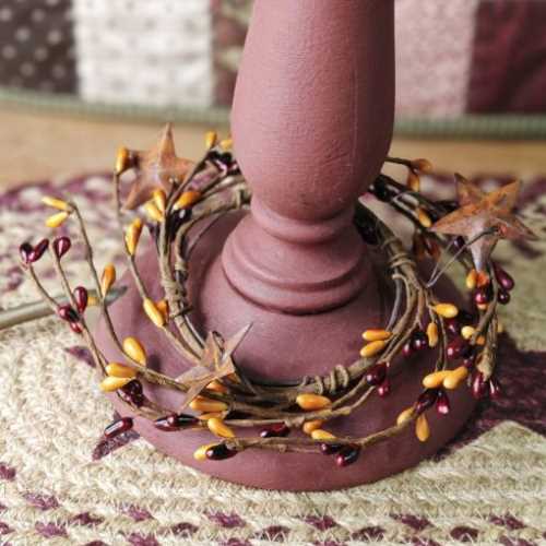 Burgundy Mustard Pip Berry Candle or Lamp Ring - The Homespun Loft