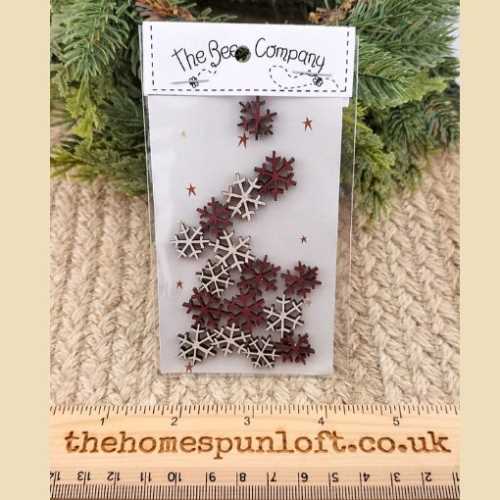 Pack of 16 Primitive Christmas Snowflake Buttons - The Homespun Loft