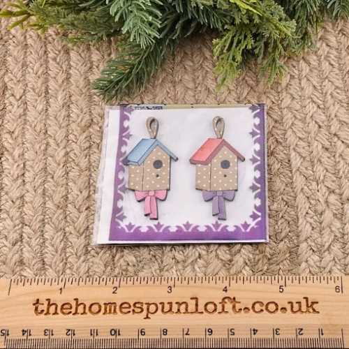 Pair of Birdhouse Wooden Sew Thru Buttons - The Homespun Loft