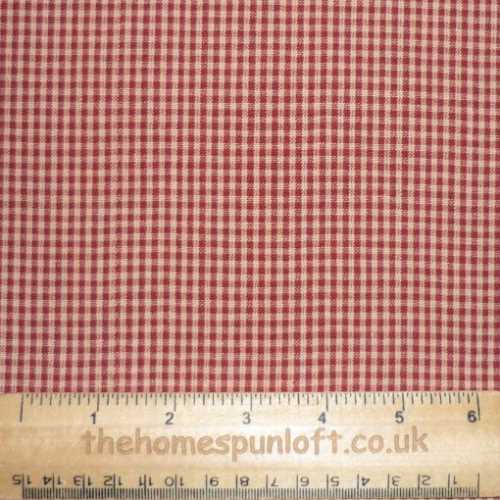 Primitive Red Tan Mini Checked Homespun Fabric - The Homespun Loft