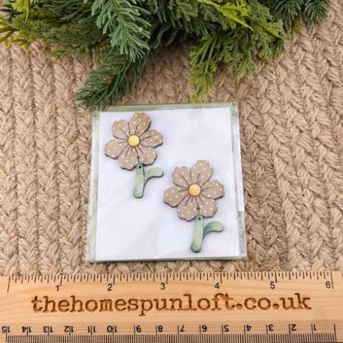 Pair of Flower Wooden Sew Thru Buttons - The Homespun Loft