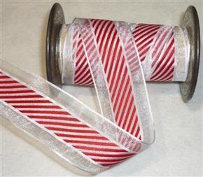 1 Yd Red/White Candy Cane Stripe Christmas Ribbon