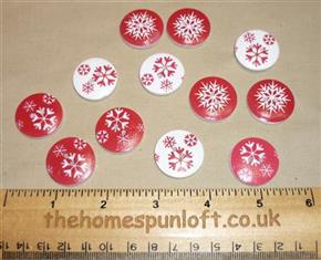 12 Christmas Holiday Snowflake Wooden Buttons