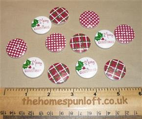 12 Merry Christmas Holiday Wooden Buttons