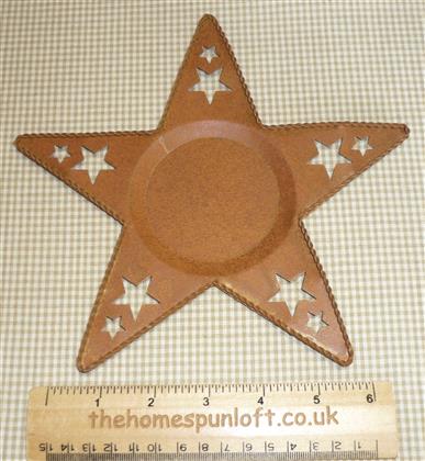 20cm Rusty Tin Primitive Star Candle Plate