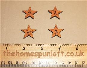 4 Country Primitive Star Wooden Buttons