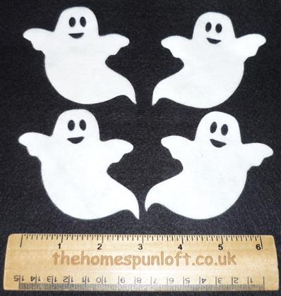 4 Die Cut Felt Cream Ghosts Autumn Halloween