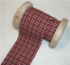 4 x Country Barn Red/Tan Homespun Fabric Ribbons