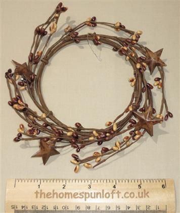 5" Pip Berry Candle Ring Autumn Browns Rusty Stars