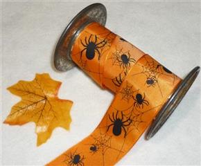 1 Yard Spooky Spiders Halloween Ribbon
