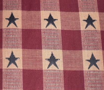 American Barn Red/Navy Star Homespun Fabric