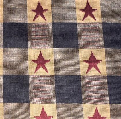 American Navy/Barn Red Star Homespun Fabric