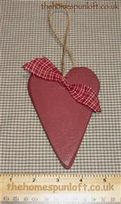 Barn Red Primitive Wooden Heart Hanger