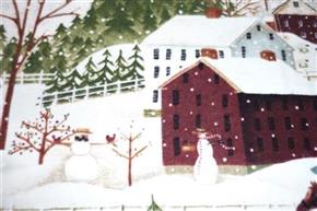 Christmas Skaters Village Winter FLANNEL Fabric