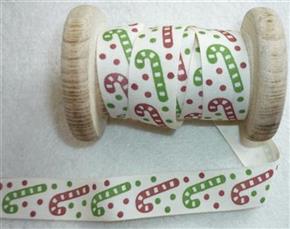 Cream Red Green Christmas Candy Cane Ribbon