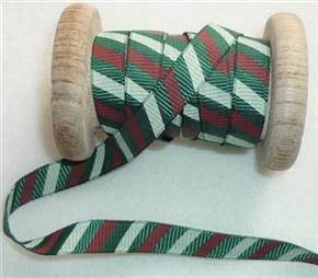 Green Red and Cream Holiday Stripe Ribbon