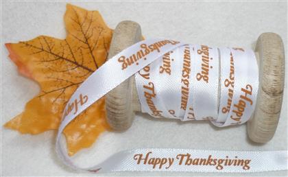 Happy Thanksgiving Fall Satin Ribbon