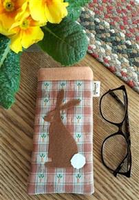 Spring Homespun Bunny Quilted Glasses Case
