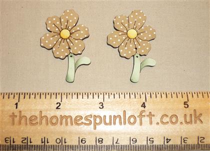 Pair of garden Flower Wooden Sew Thru Buttons