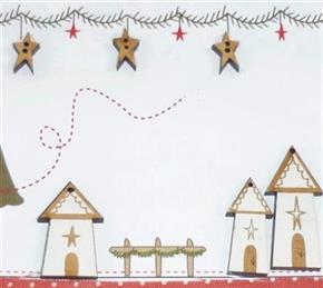 Primitive Christmas Houses and Star Buttons