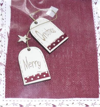 Primitive Merry Christmas Wooden Tags