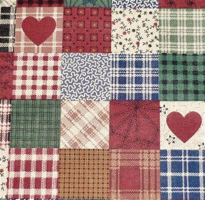 Primitive Patchwork Heart Checked Fabric