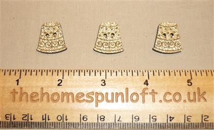 Set of 3 Gold Thimble Wooden Sew Thru Buttons