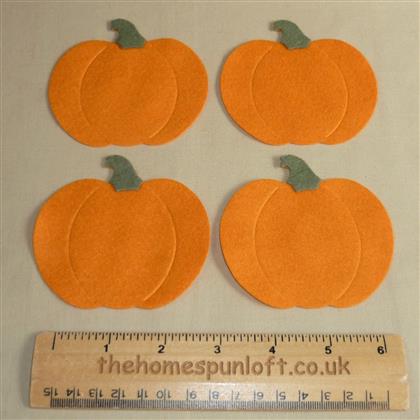 Set of 4 Die Cut Felt Pumpkins Autumn Halloween