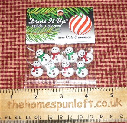 Set of 8 Sew Cute Snowmen Christmas Buttons