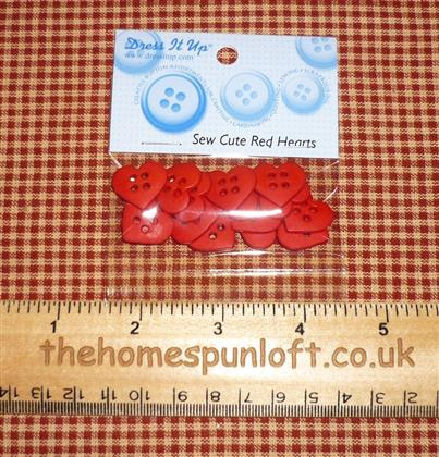 Sew Cute Red Hearts Crafting Buttons