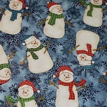 Winterly Wonderful Cute Christmas Snowmen Fabric