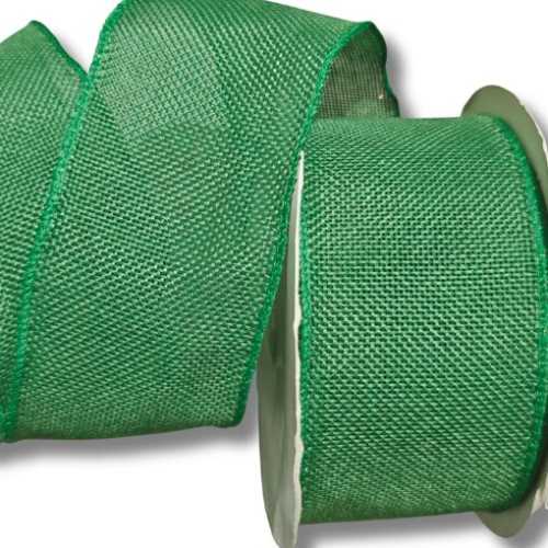 63mm Green Wired Hessian Ribbon - The Homespun Loft