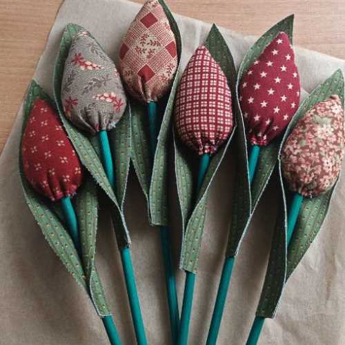 Country Fabric Flower Bouquet of Tulips Civil War - The Homespun Loft