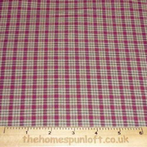 Primitive Burgundy Taupe Check Homespun Fabric - The Homespun Loft