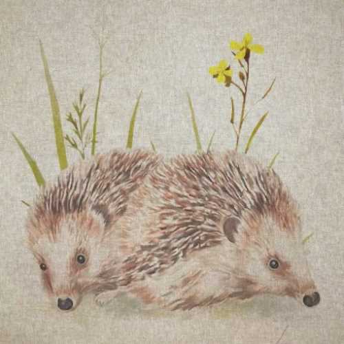 Linen Look Hedgehog Fabric Panel - The Homespun Loft