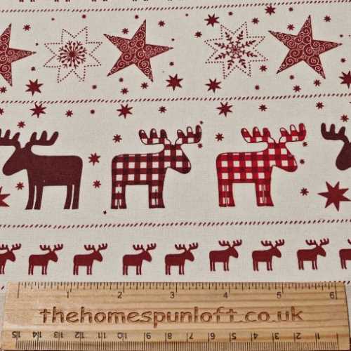 FQ WIDE Rose and Hubble Christmas Reindeer Fabric - The Homespun Loft