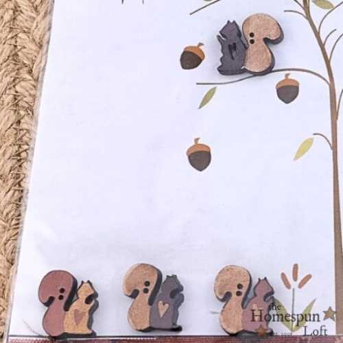 Autumn Set of 4 Squirrel Buttons - The Homespun Loft