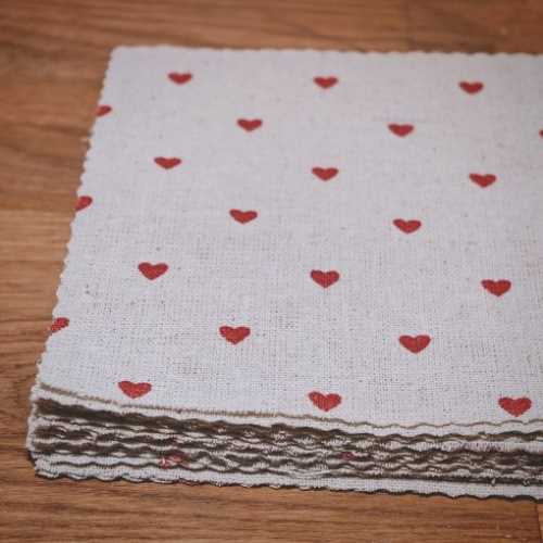 18 x 6" Heart Linen Squares Sewing Craft Patchwork - The Homespun Loft