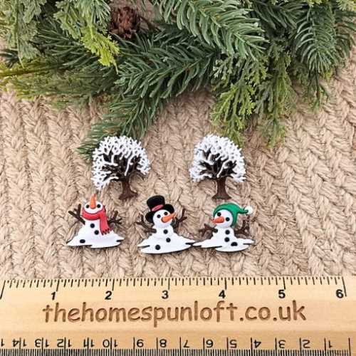 Snow Don't Go Christmas Snowmen Button Pack - The Homespun Loft