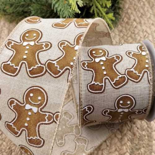 Gingerbread Men Christmas Wired Ribbon - The Homespun Loft