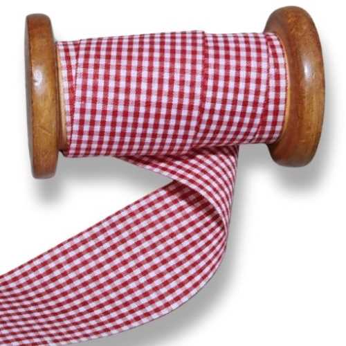 40mm Red Gingham Country Primitive Ribbon - The Homespun Loft