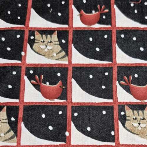10" x 44" Skater's Village Cat Fabric for Windham - The Homespun Loft