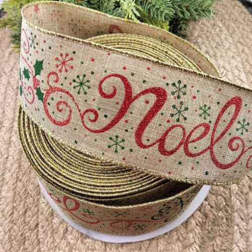 Noel Glittery Christmas Wired Ribbon - The Homespun Loft