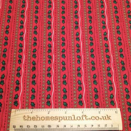 FQ Jolly St Nick Christmas Holly Cotton Fabric - The Homespun Loft