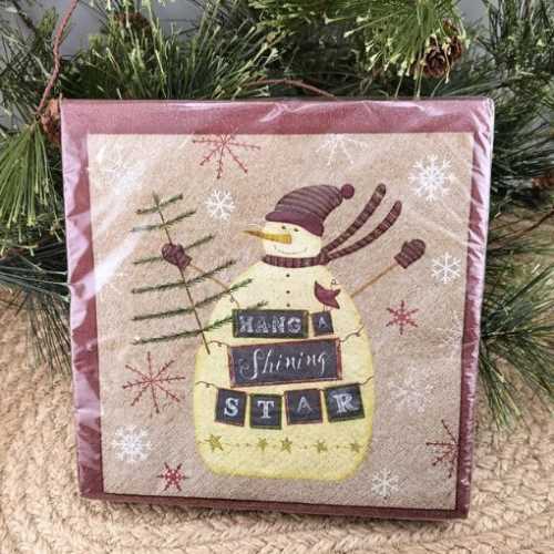2 Designs Primitive Christmas Snowmen Napkins - The Homespun Loft