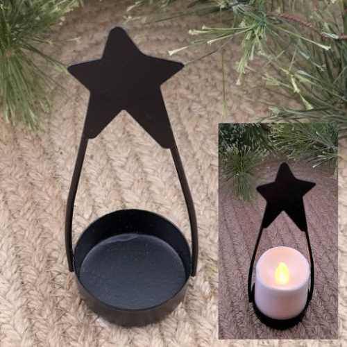 Primitive Black Star Tea Light Holder - The Homespun Loft