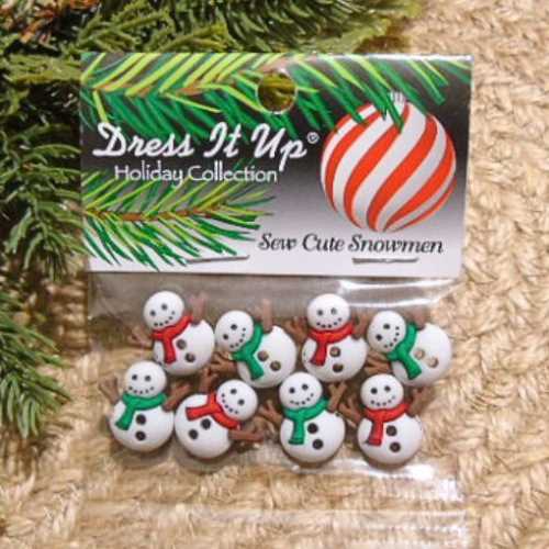 Set of 8 Sew Cute Snowmen Christmas Buttons - The Homespun Loft