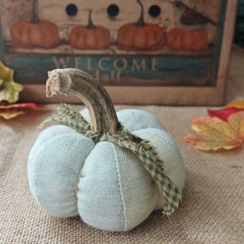 4 1/2" Handmade Fabric Ghost Pumpkin Halloween - The Homespun Loft